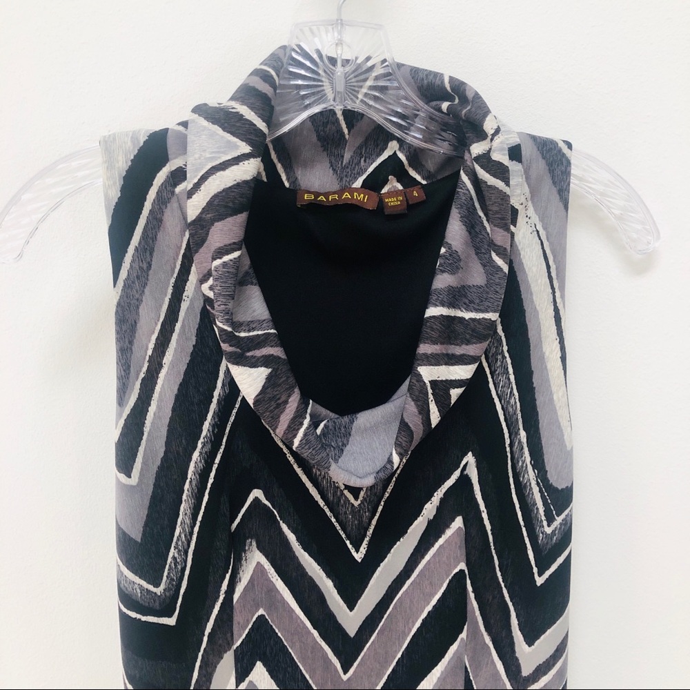 Barami Cowl Neck Sleeveless Dress Gray White Black Size 4 - Picture 5 of 8